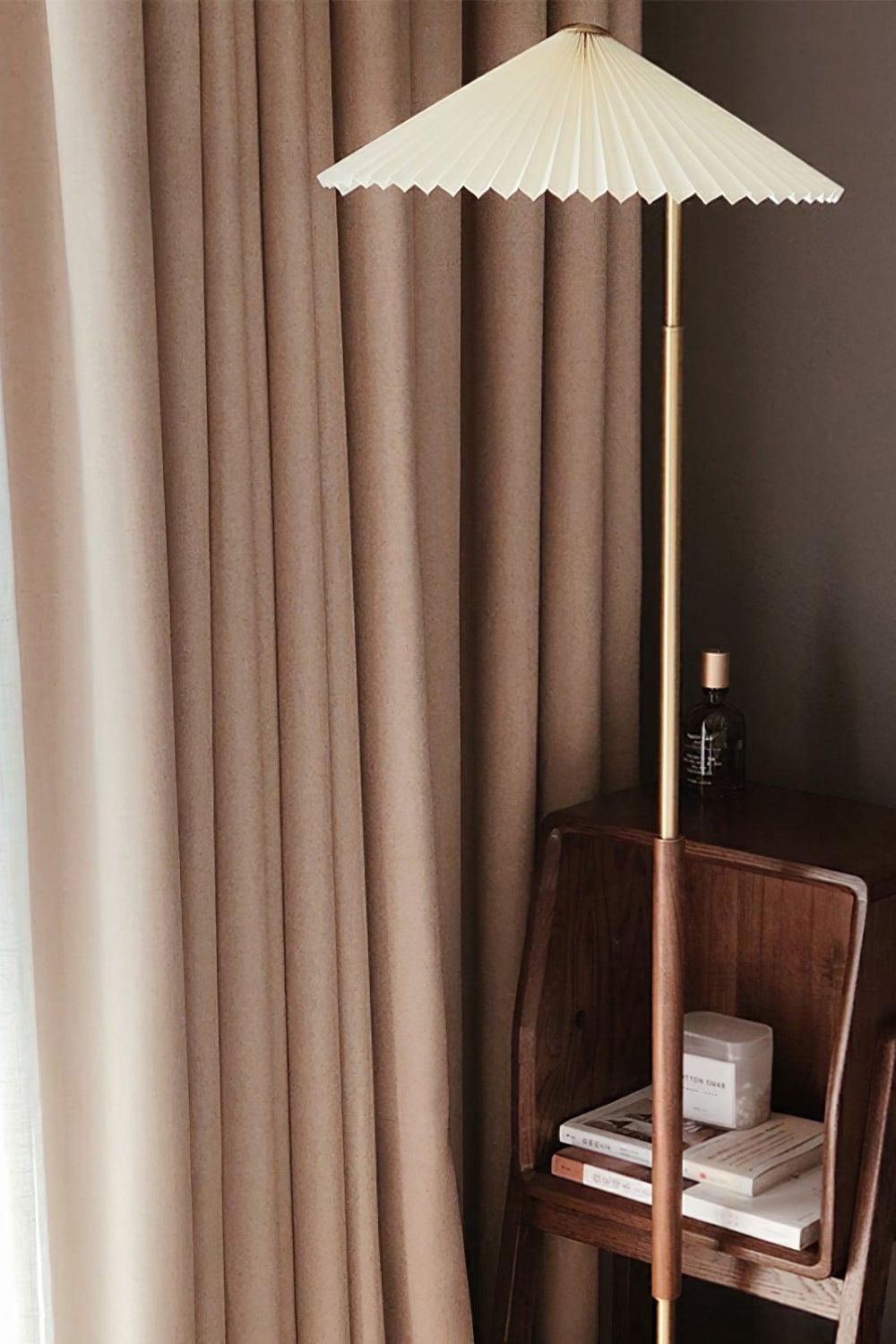 Walnut Brass Floor Lamp - everlamps