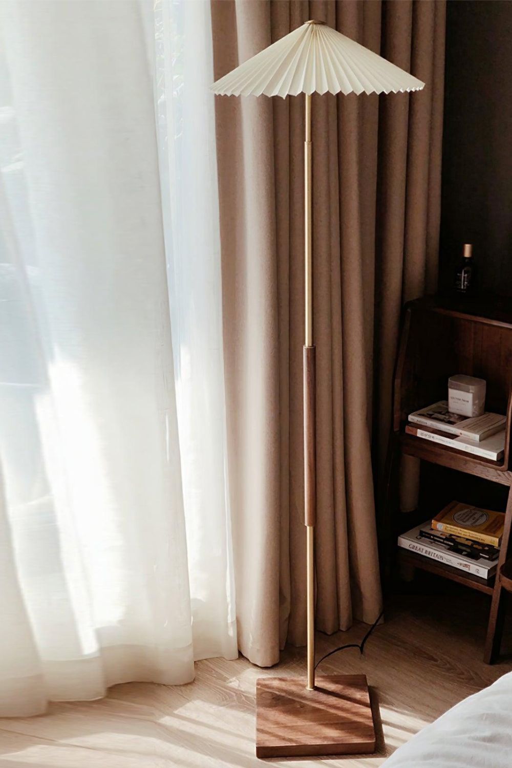 Walnut Brass Floor Lamp - everlamps