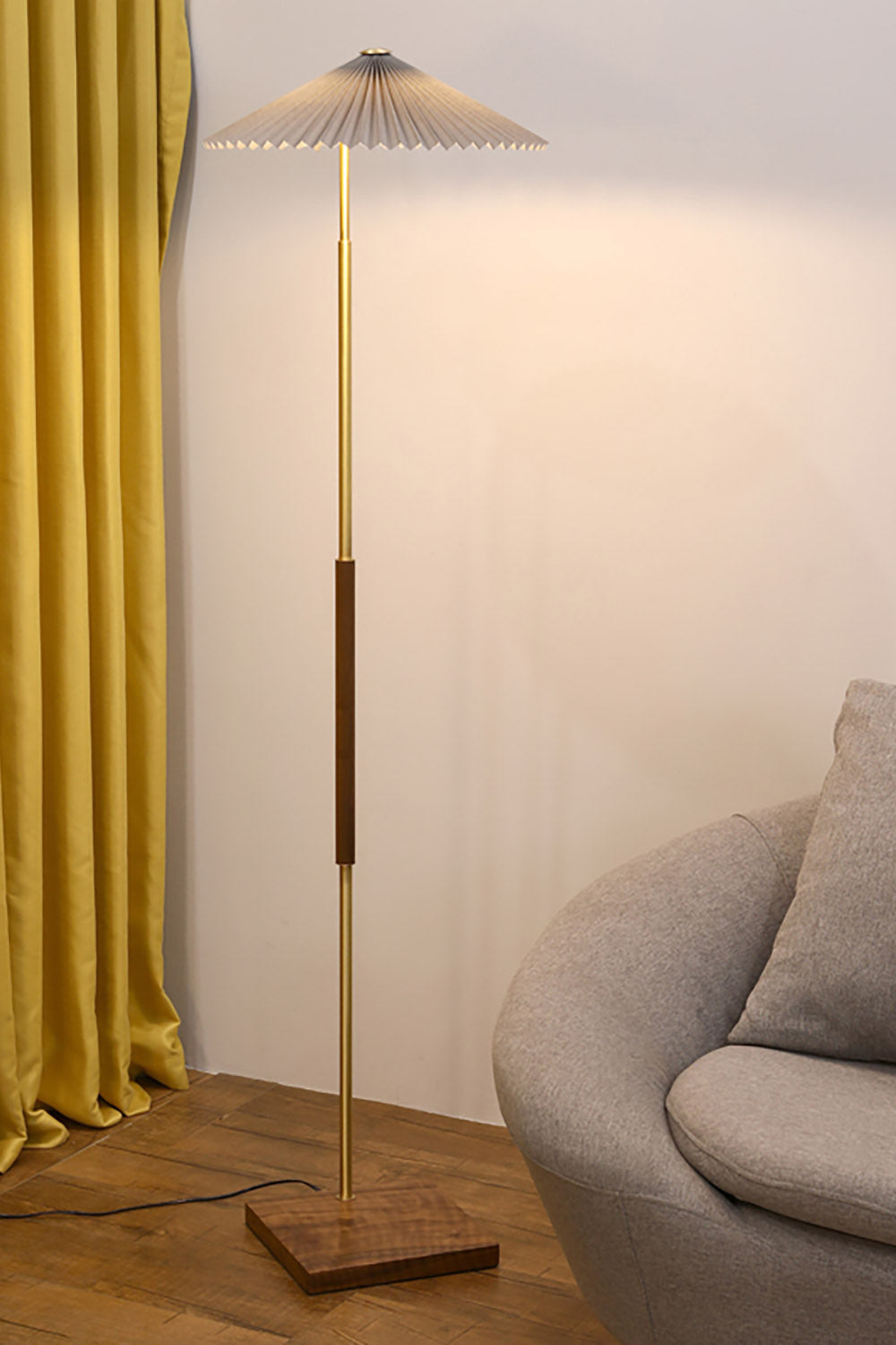 Walnut Brass Floor Lamp - view 3 | everlamps