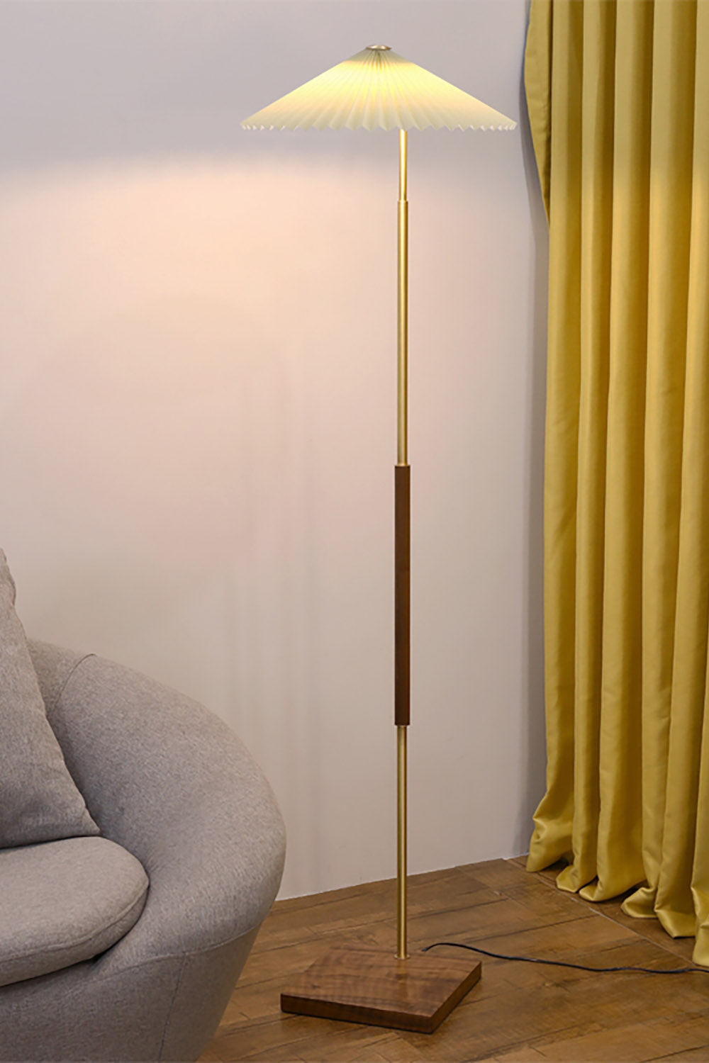 Walnut Brass Floor Lamp - view 4 | everlamps