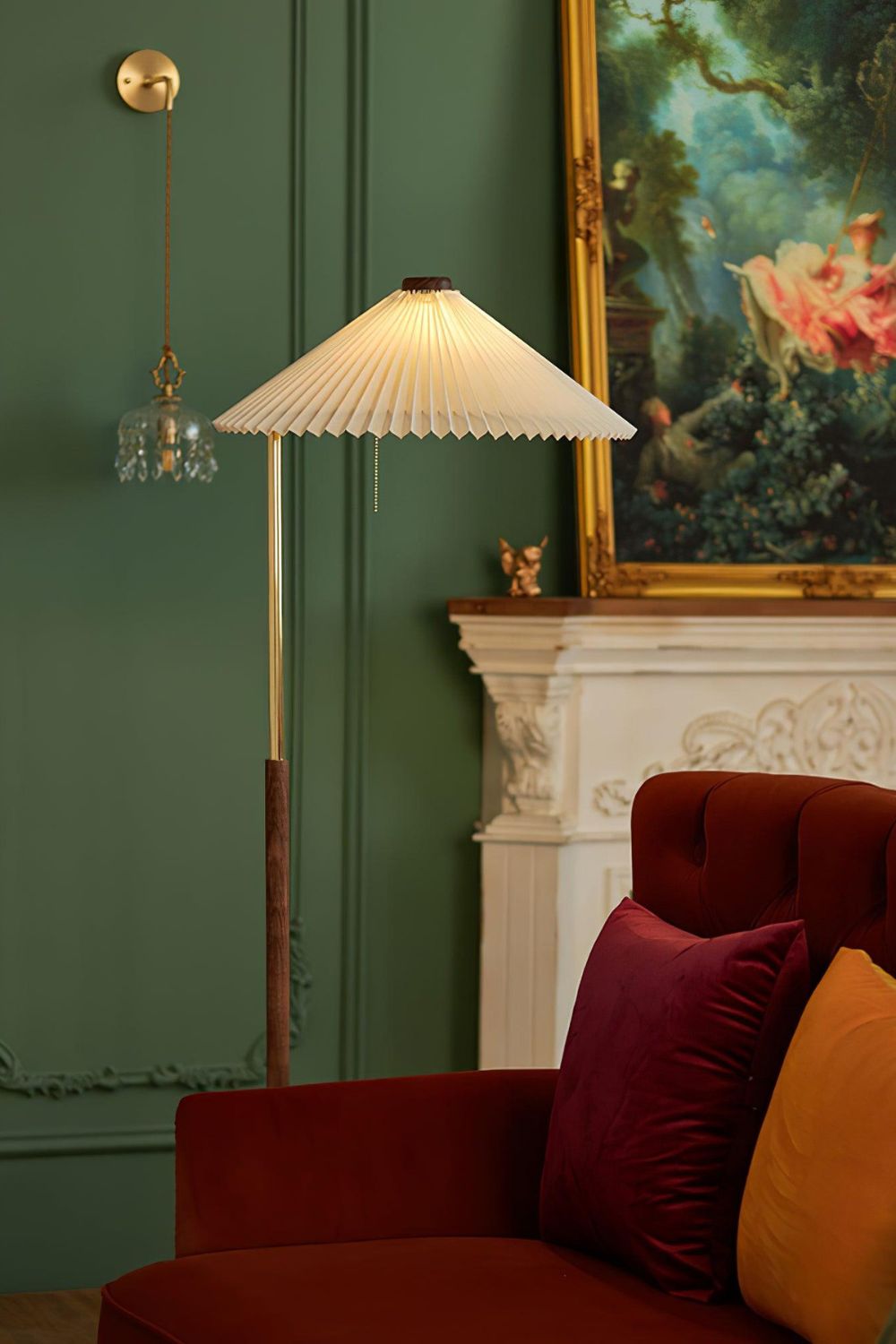 Walnut Brass Floor Lamp - everlamps
