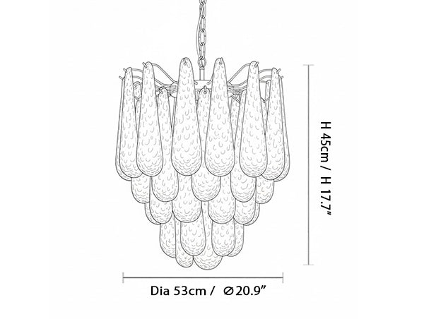 Water Drop Petal Art Glass Chandelier - view 28 | everlamps