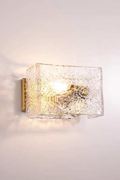 Water Pattern Glass Square Wall Sconce Lamp - everlamps