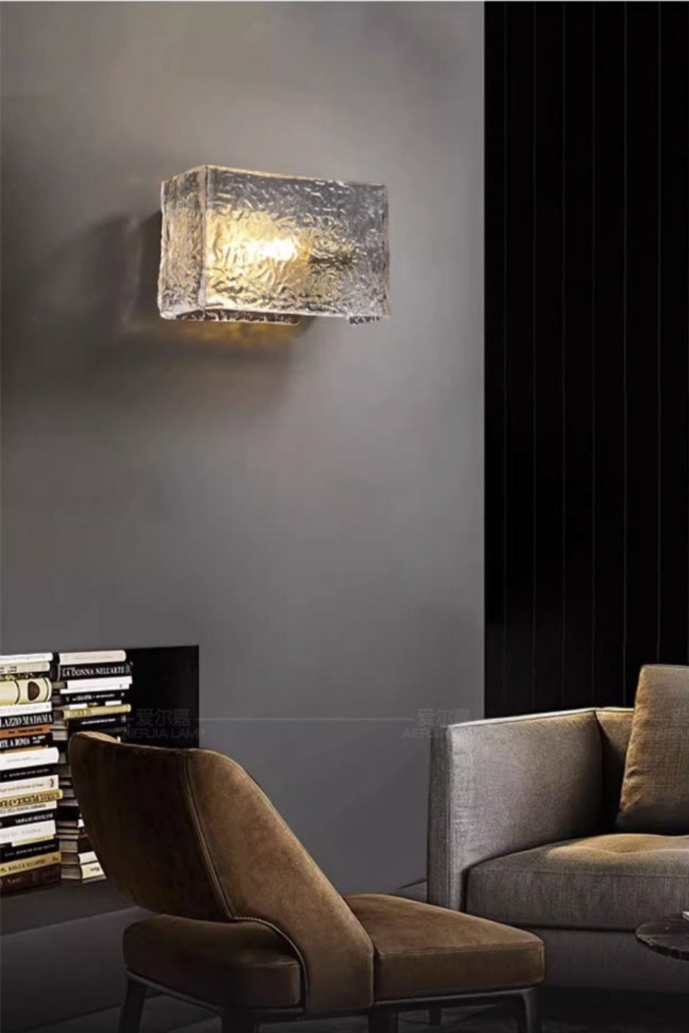 Water Pattern Glass Square Wall Sconce Lamp - everlamps