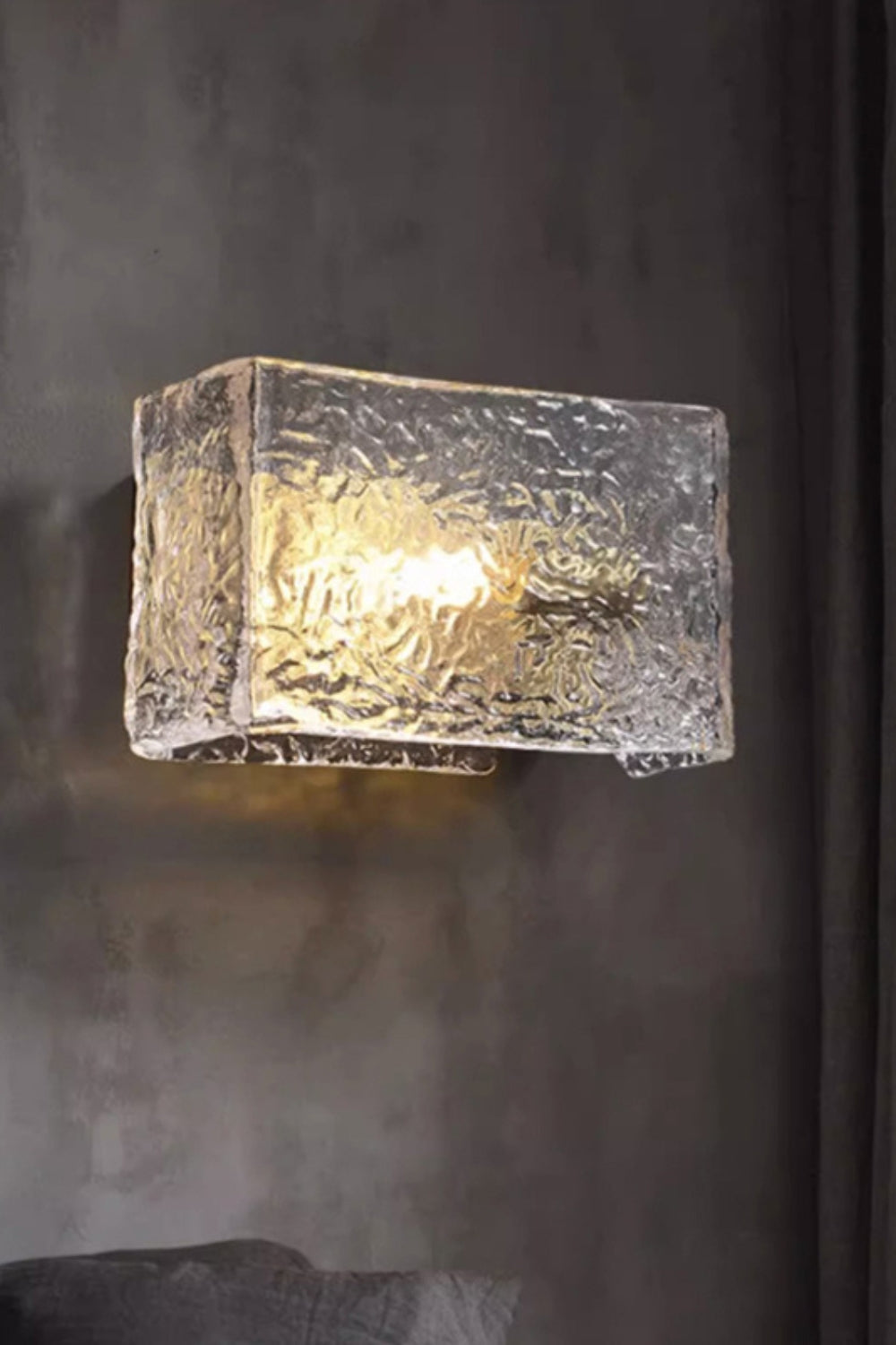 Water Pattern Glass Square Wall Sconce Lamp - everlamps
