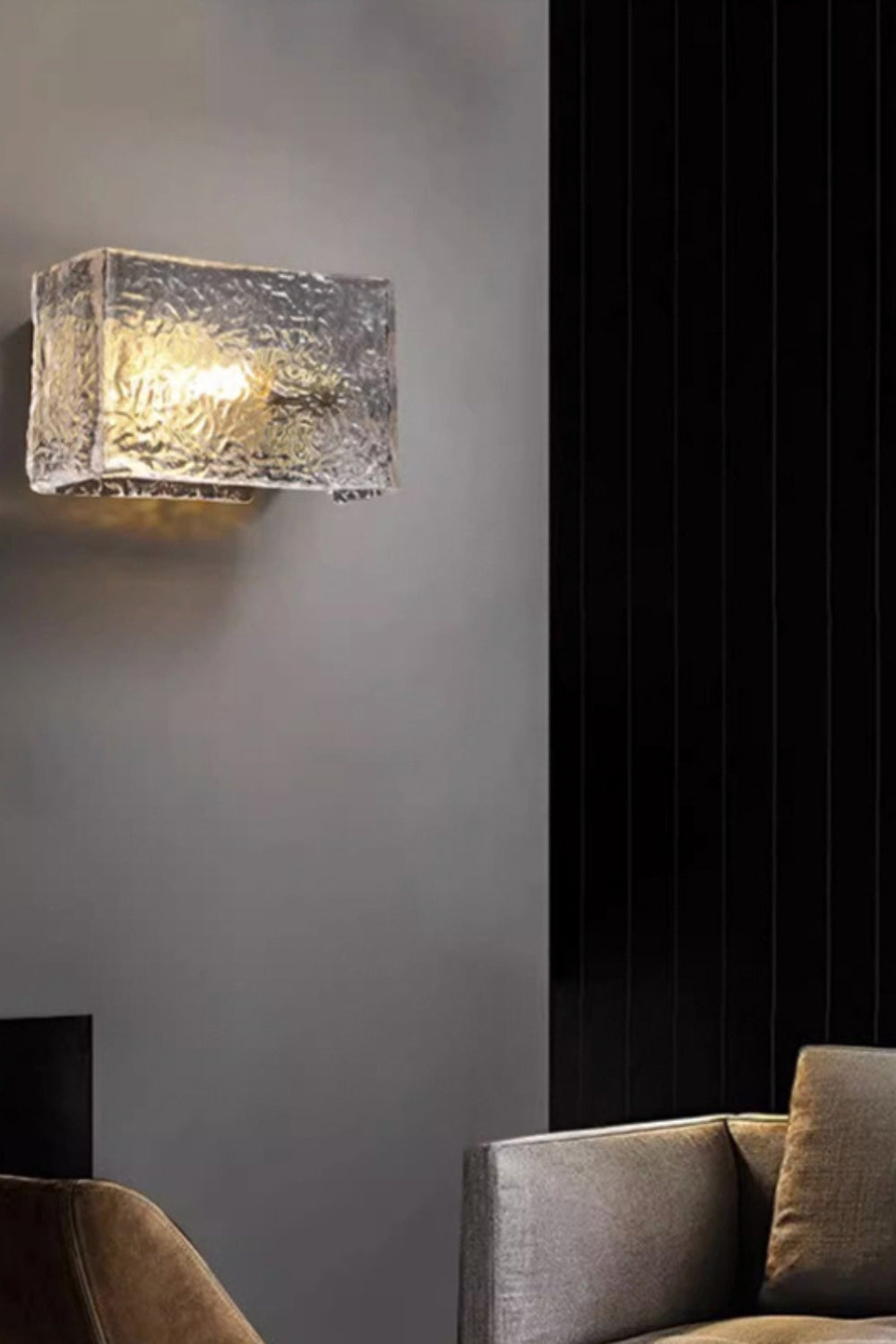 Water Pattern Glass Square Wall Sconce Lamp - everlamps
