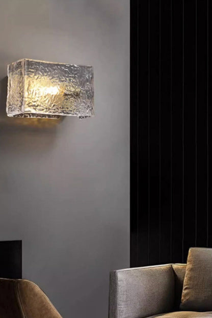 Water Pattern Glass Square Wall Sconce Lamp - everlamps