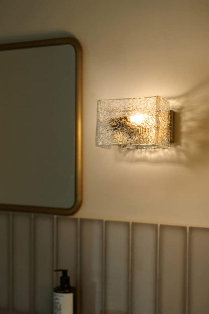 Water Pattern Glass Square Wall Sconce Lamp - everlamps
