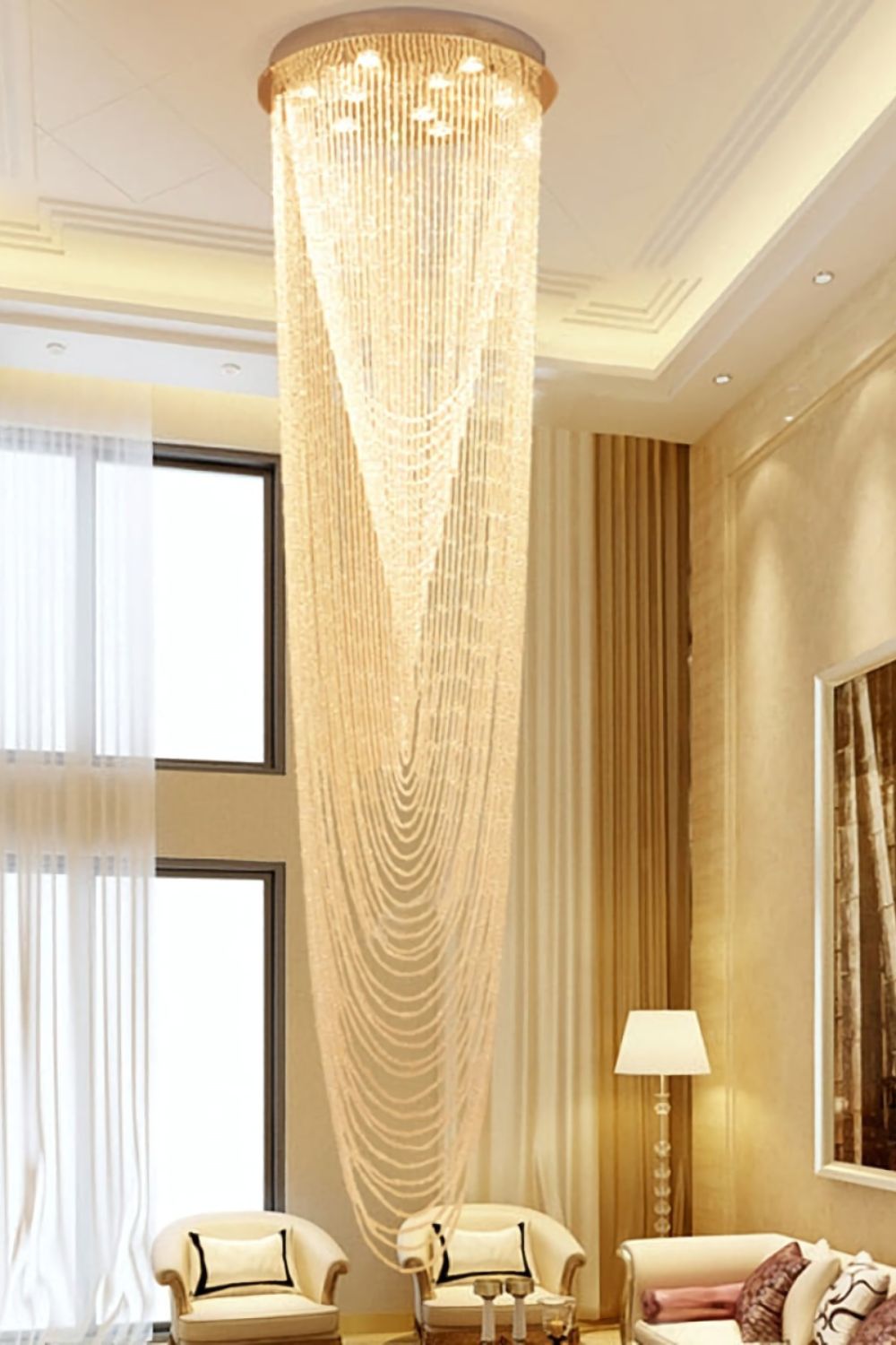 Waterfall Beaded Curtain Crystal Chandelier - everlamps