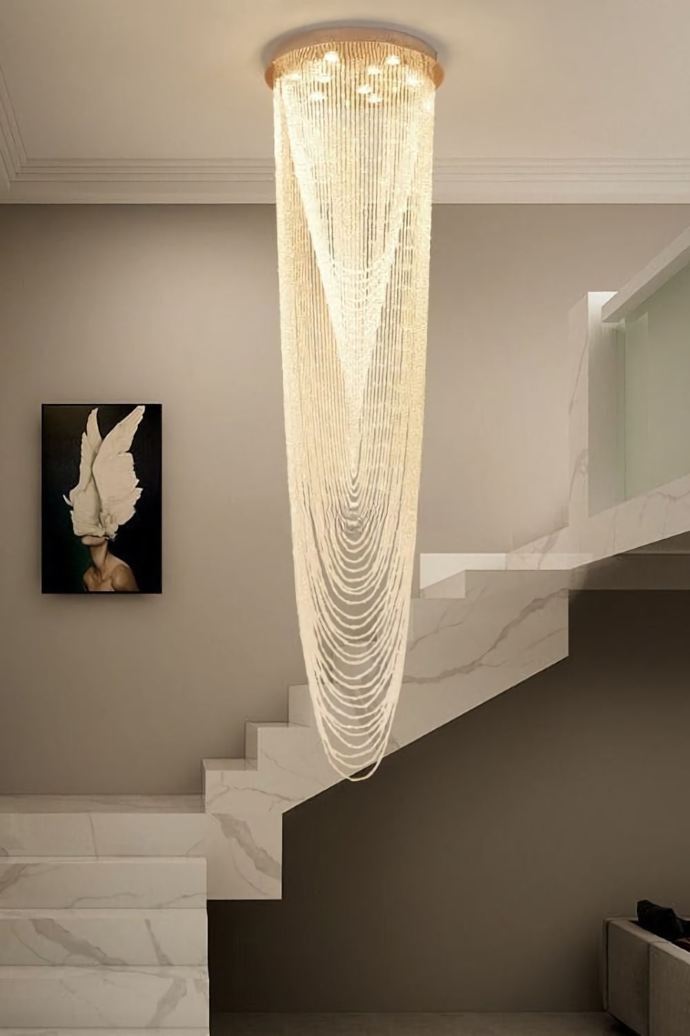 Waterfall Beaded Curtain Crystal Chandelier - everlamps