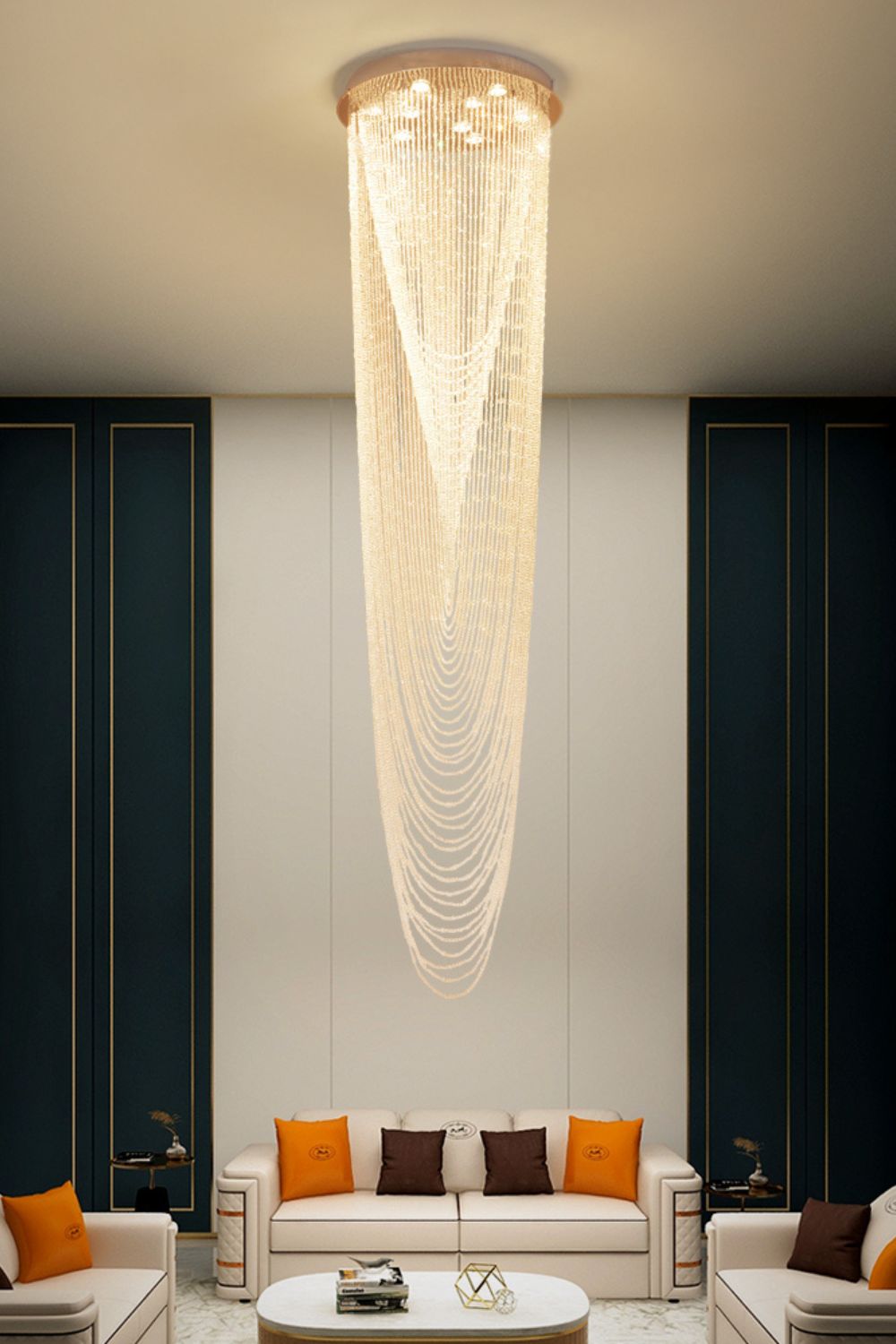 Waterfall Beaded Curtain Crystal Chandelier - everlamps