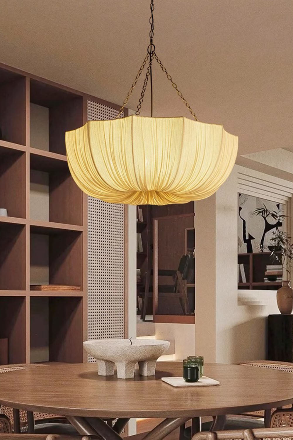 Wave Pleated Fabric Chandelier - view 2 | everlamps