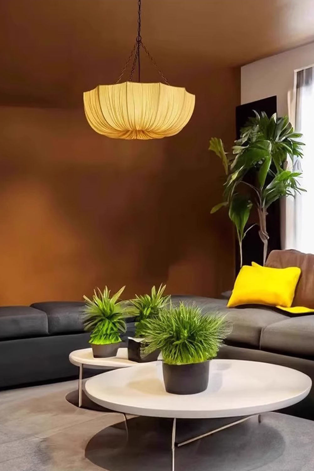 Wave Pleated Fabric Chandelier - view 3 | everlamps