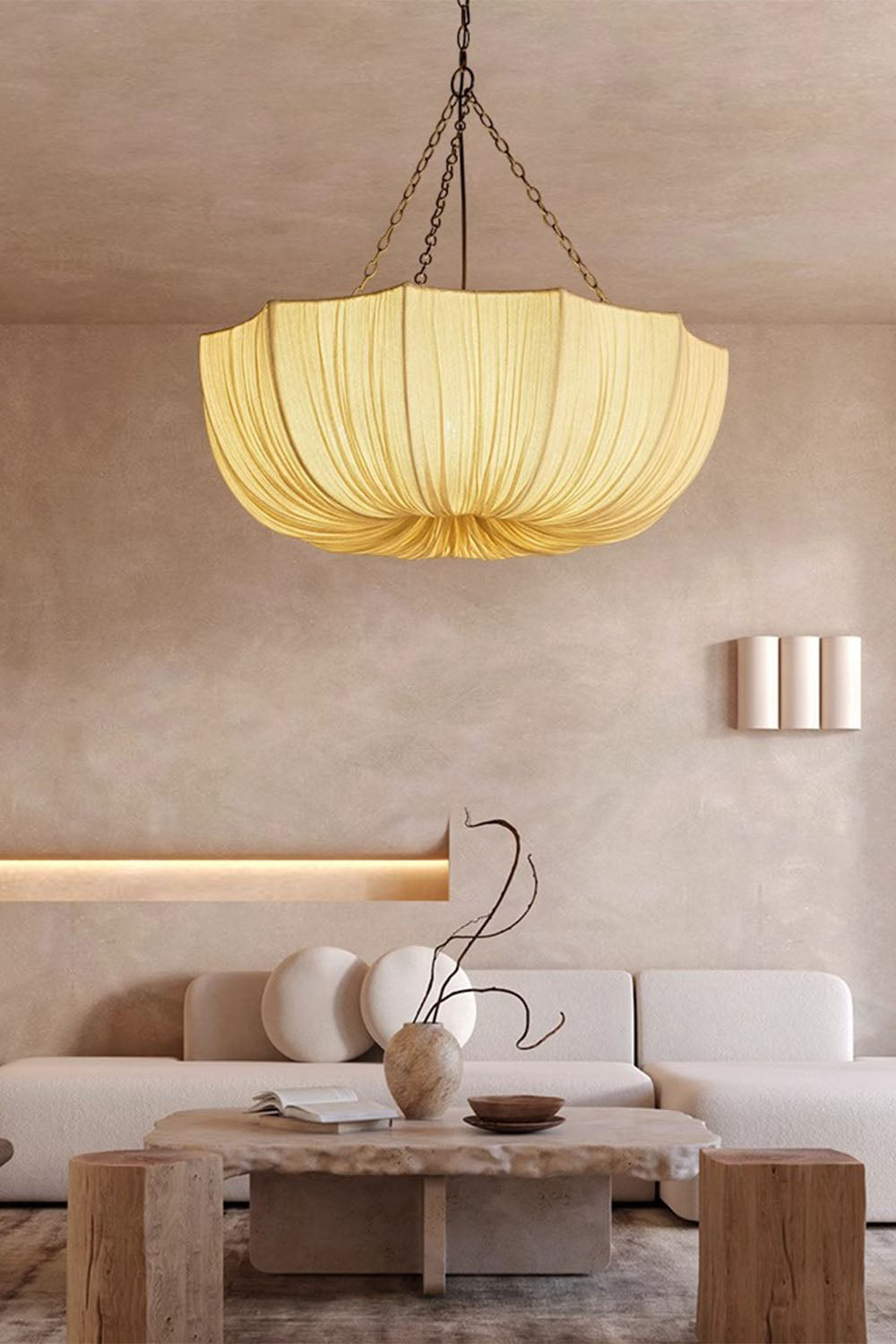 Wave Pleated Fabric Chandelier - view 4 | everlamps