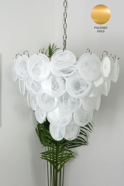 White Art Disc Glass Chandelier - view 20 | everlamps
