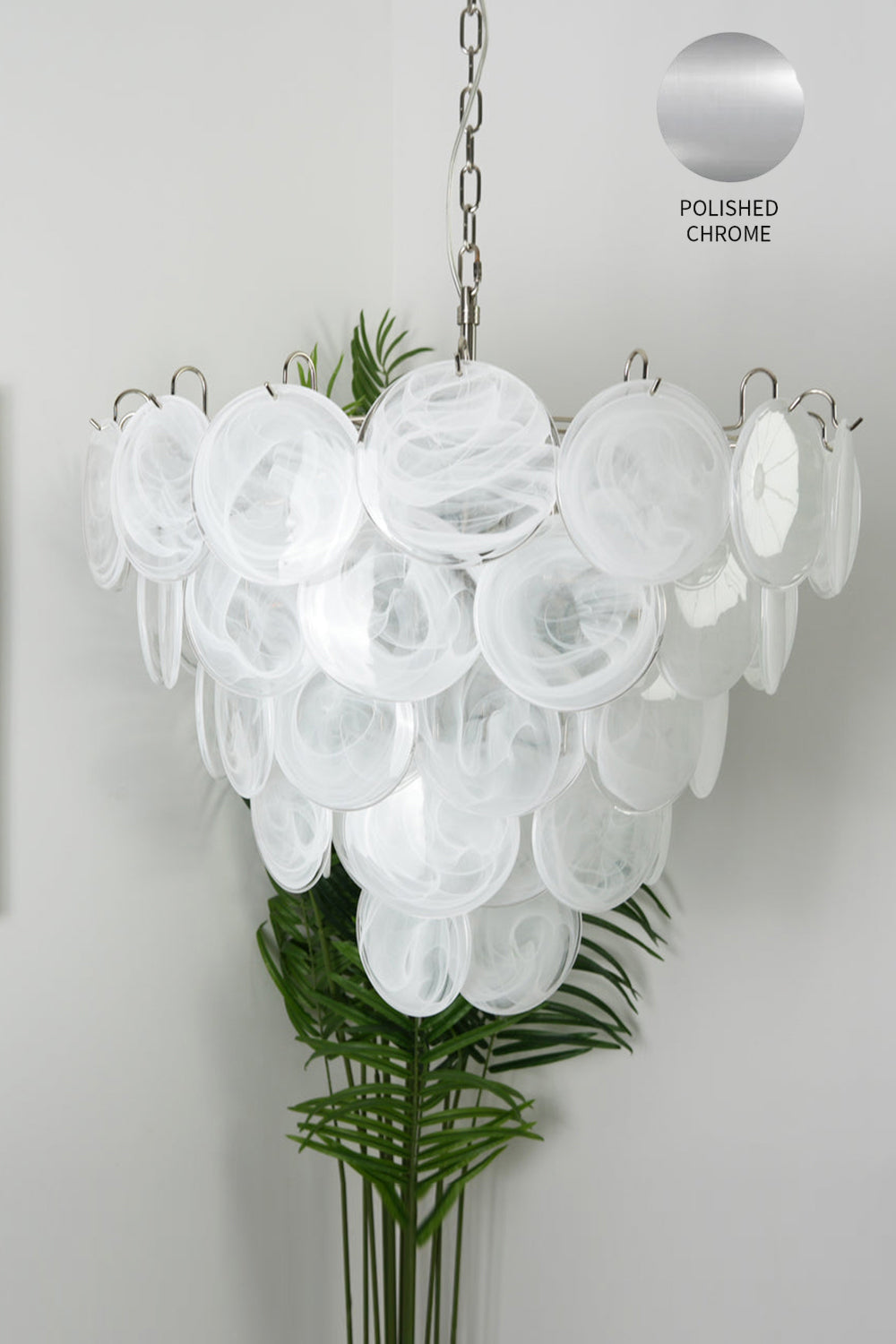 White Art Disc Glass Chandelier - view 21 | everlamps