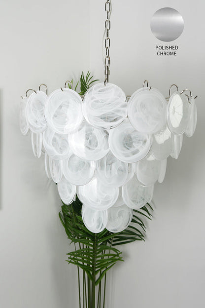 White Art Disc Glass Chandelier - view 21 | everlamps