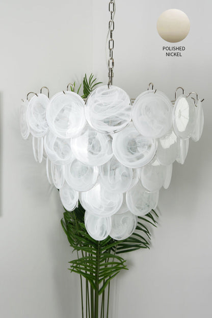 White Art Disc Glass Chandelier - view 19 | everlamps
