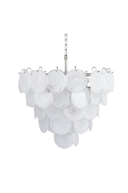 White Art Disc Glass Chandelier | everlamps