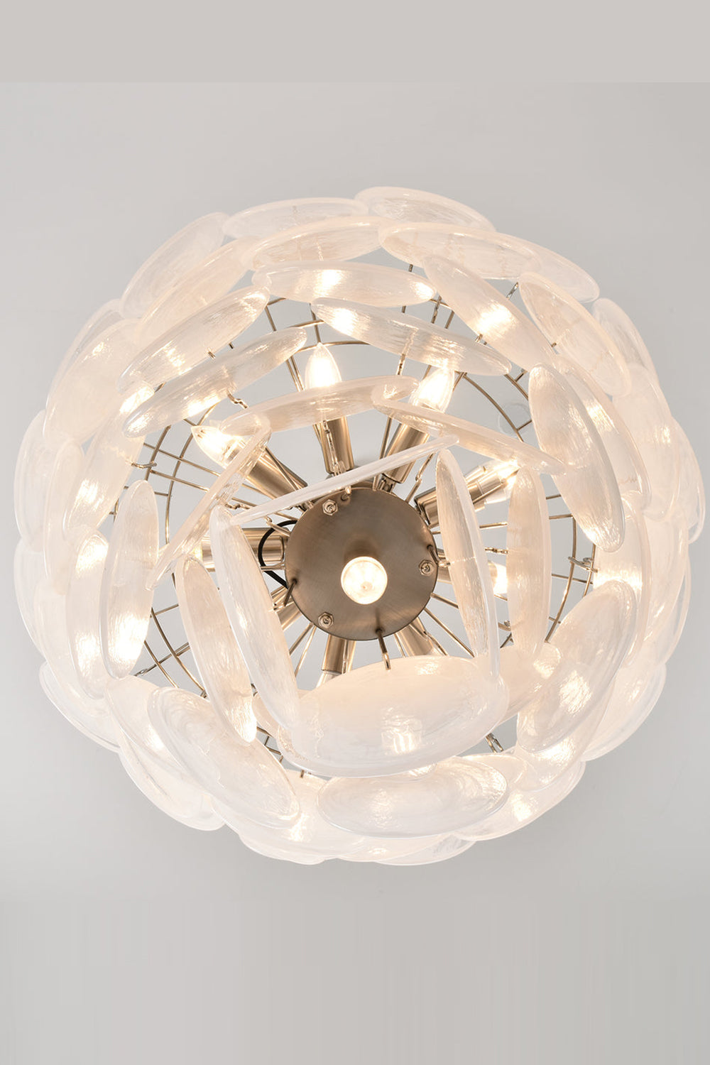 White Art Disc Glass Chandelier - view 12 | everlamps