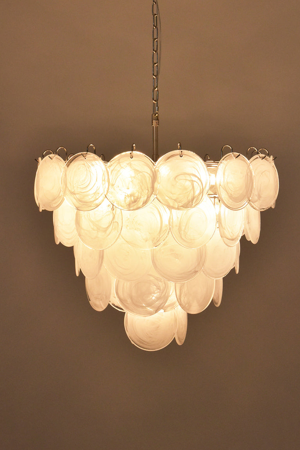 White Art Disc Glass Chandelier - view 8 | everlamps