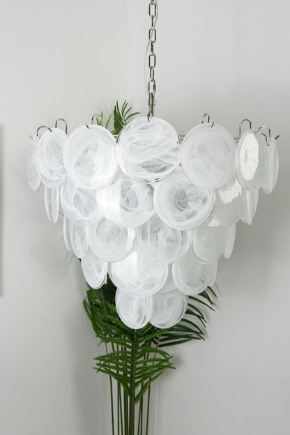 White Art Disc Glass Chandelier - view 9 | everlamps