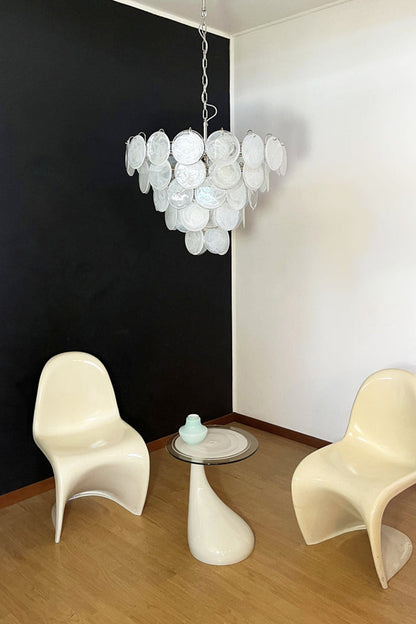 White Art Disc Glass Chandelier - view 7 | everlamps