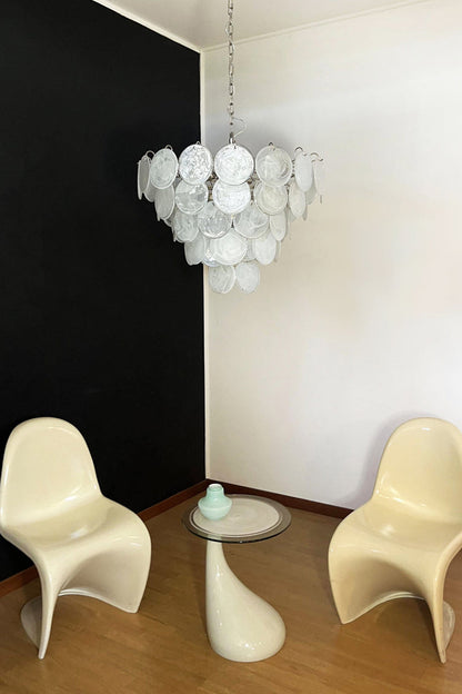 White Art Disc Glass Chandelier - view 11 | everlamps