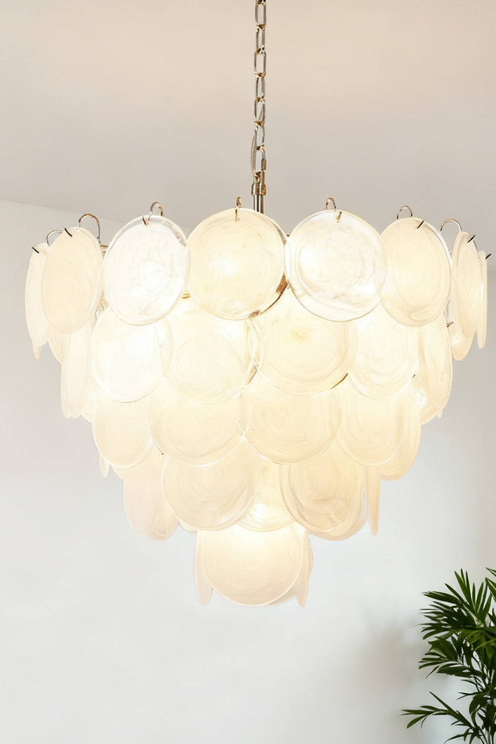 White Art Disc Glass Chandelier - view 10 | everlamps