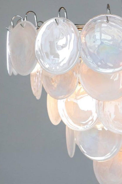 White Art Disc Glass Chandelier - view 13 | everlamps