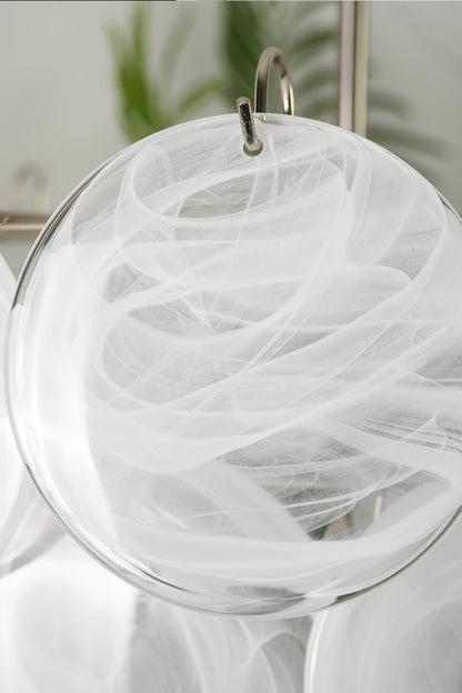 White Art Disc Glass Chandelier - view 16 | everlamps