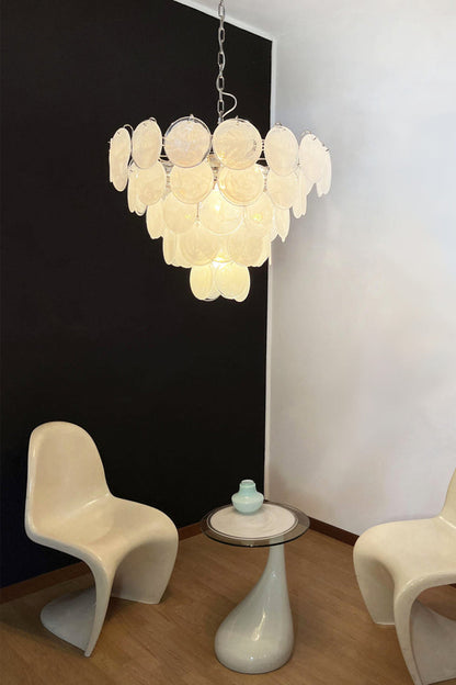 White Art Disc Glass Chandelier - view 6 | everlamps