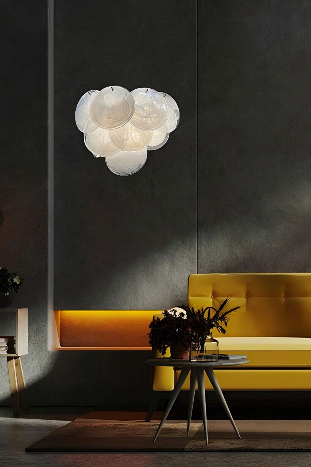 White Art Glass Discs Wall Lamp - view 4 | everlamps