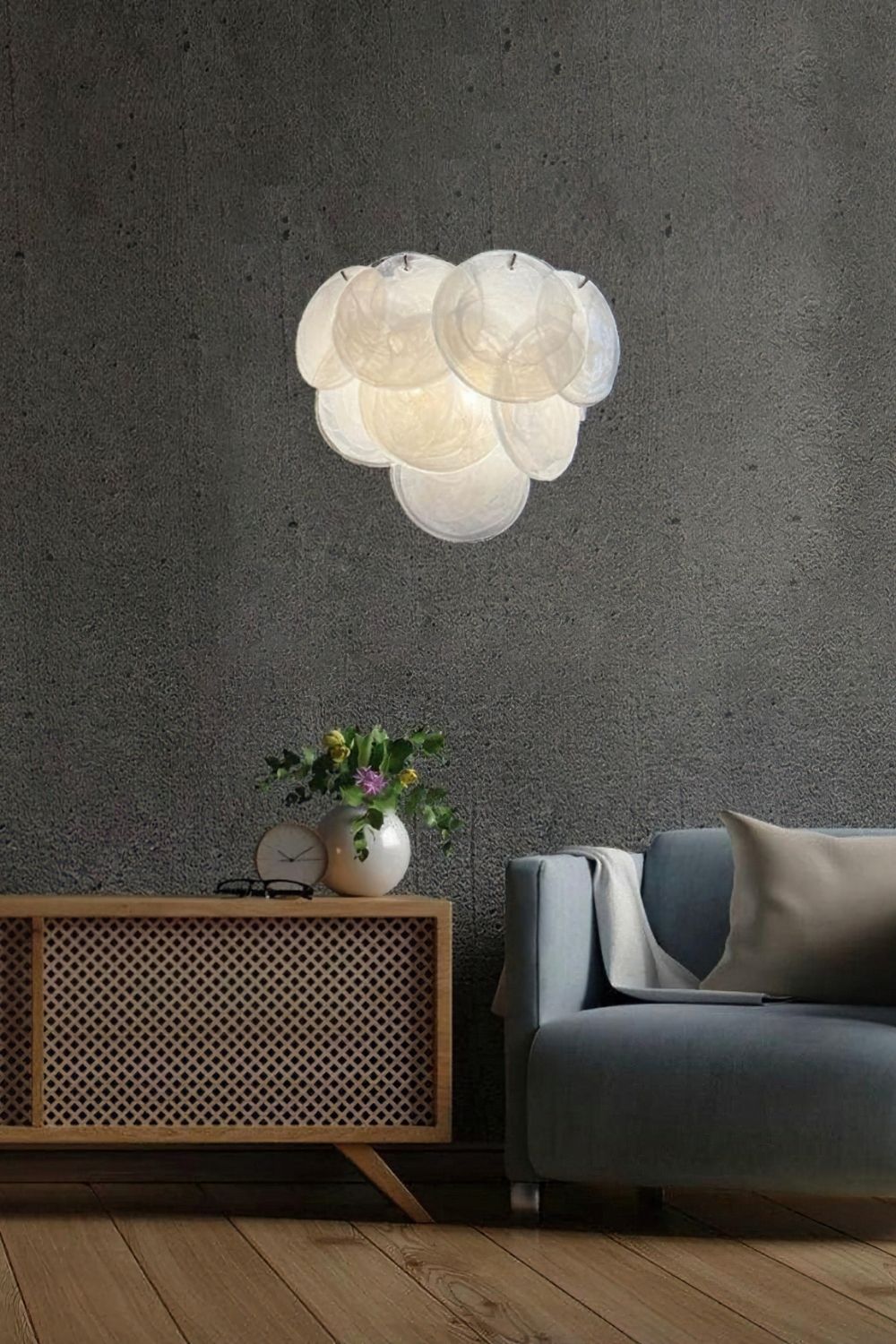 White Art Glass Discs Wall Lamp - view 2 | everlamps