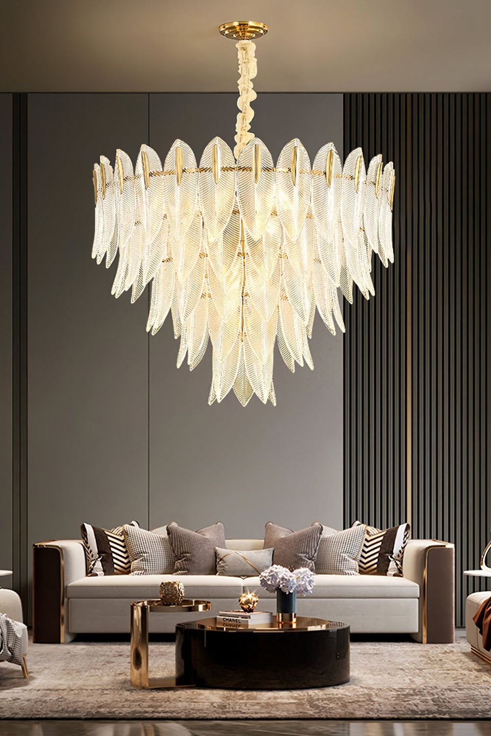 Glass Feathers Chandelier - everlamps