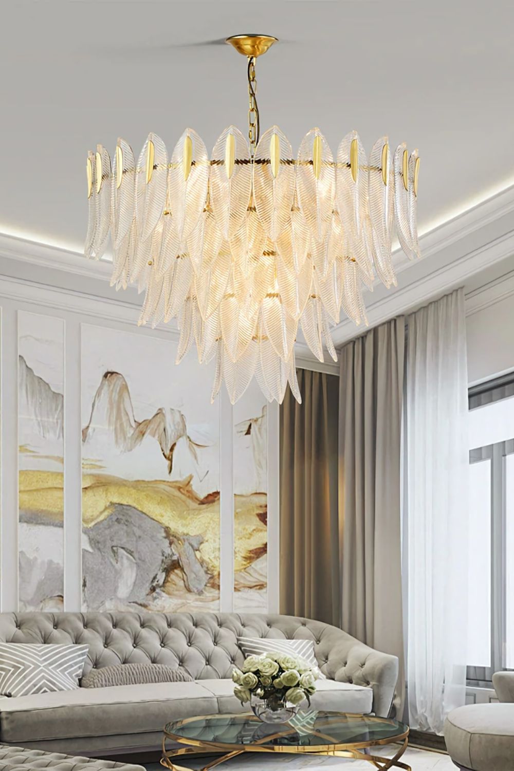 Glass Feathers Chandelier - everlamps