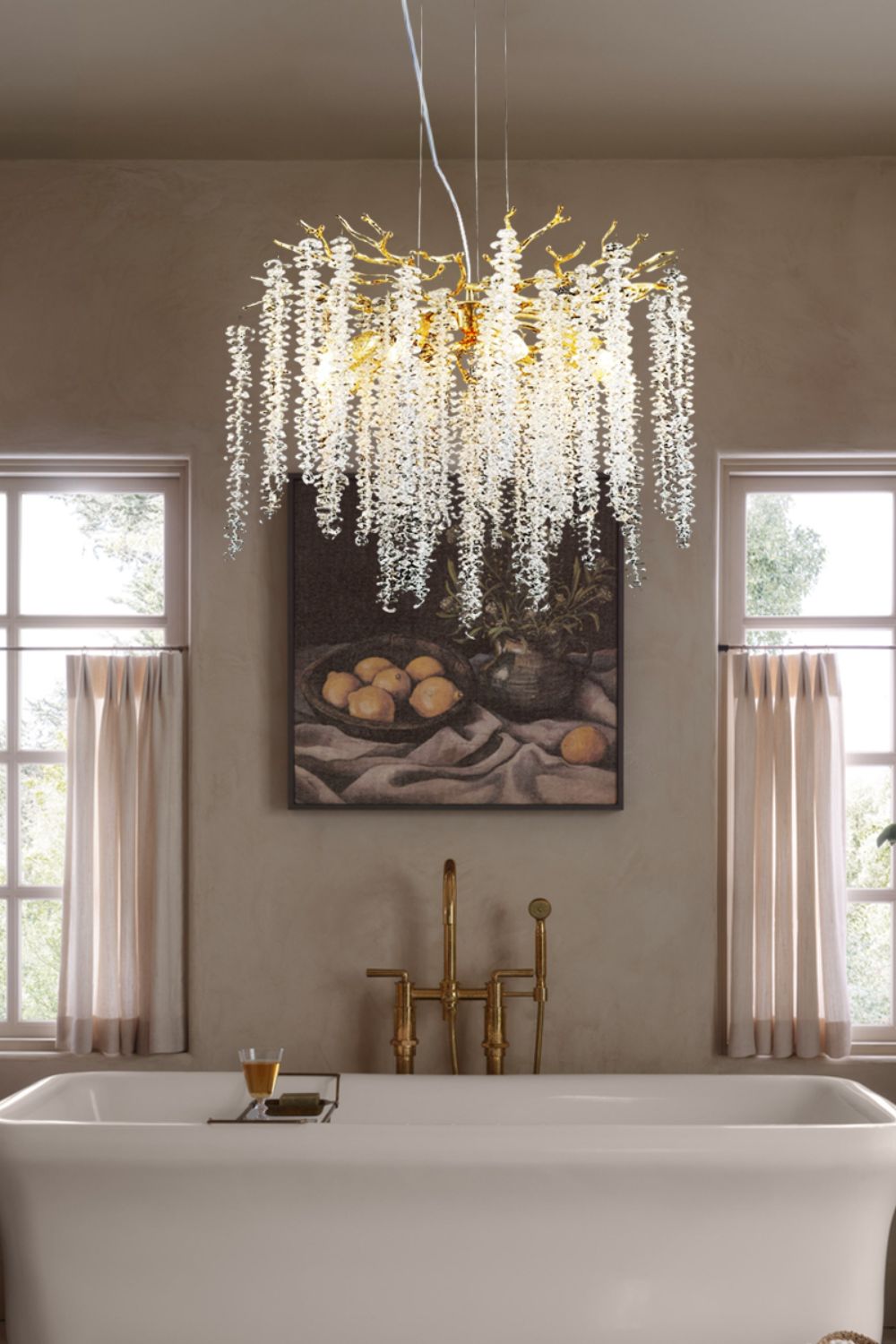 Wisteria Flower  Golden Branch Crystal Chandelier - view 2 | everlamps