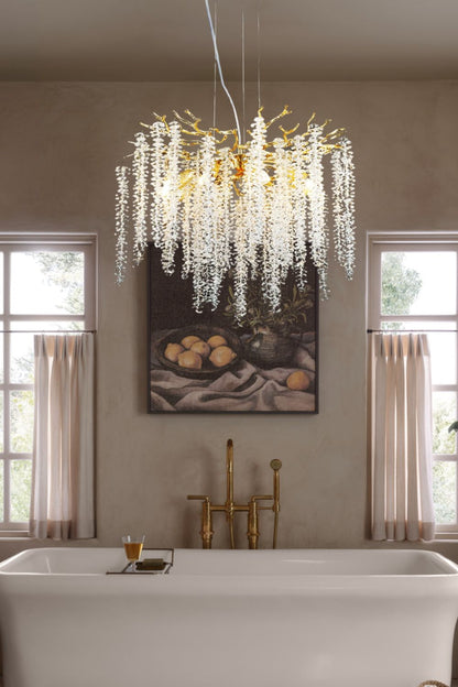 Wisteria Flower  Golden Branch Crystal Chandelier - view 2 | everlamps