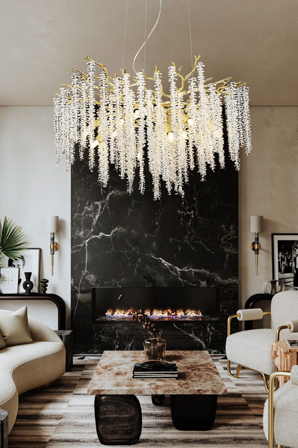 Wisteria Flower  Golden Branch Crystal Chandelier - view 11 | everlamps