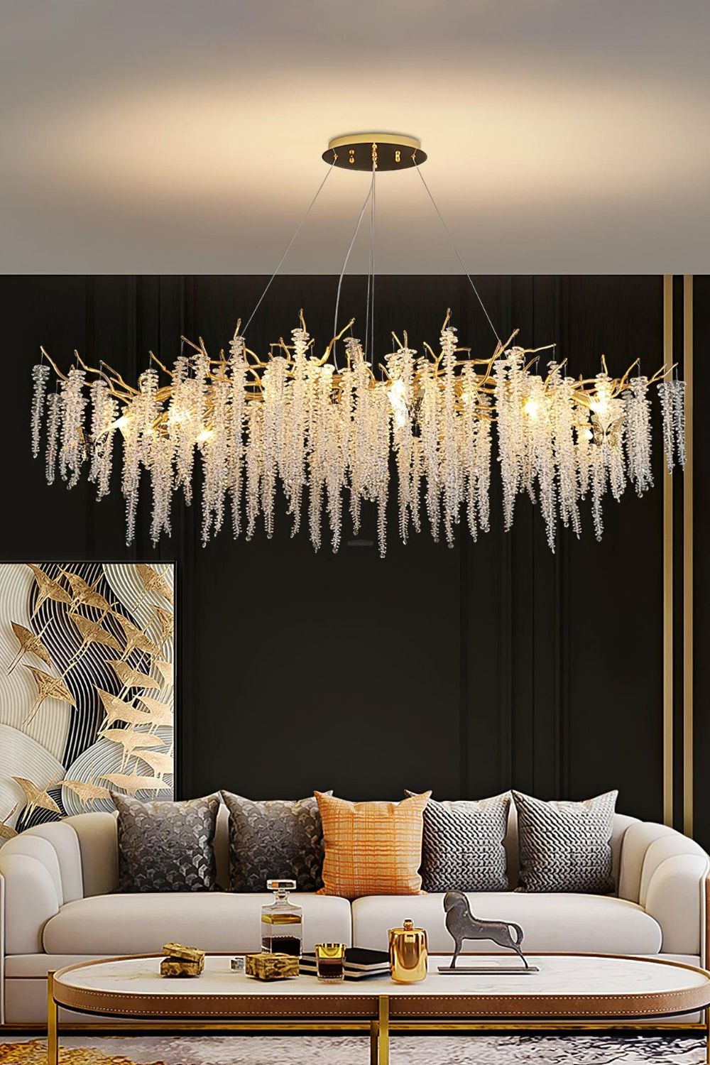 Wisteria Flower  Golden Branch Crystal Chandelier - view 15 | everlamps