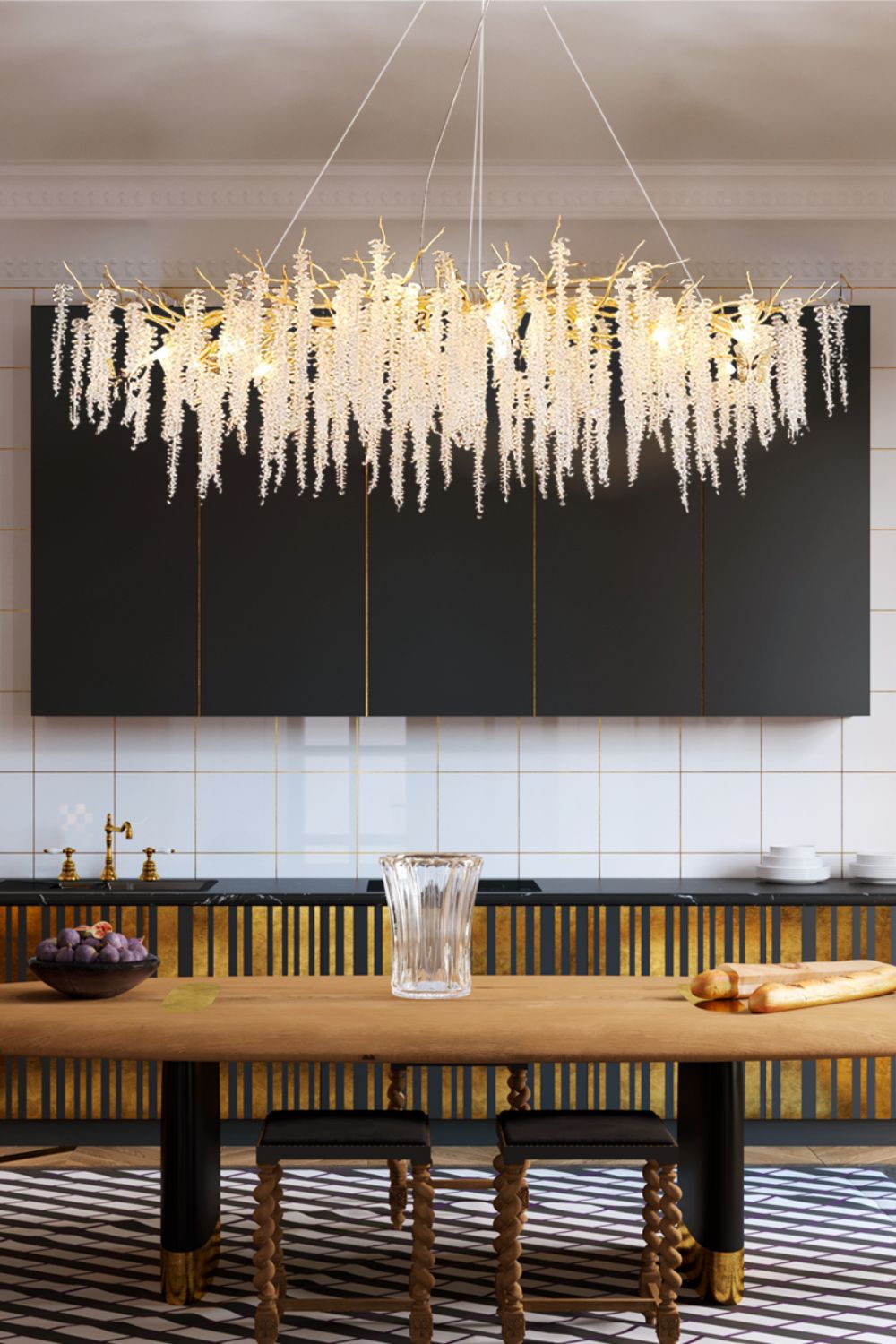 Wisteria Flower  Golden Branch Crystal Chandelier - view 3 | everlamps