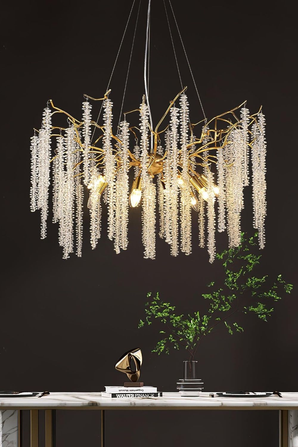 Wisteria Flower  Golden Branch Crystal Chandelier - view 6 | everlamps