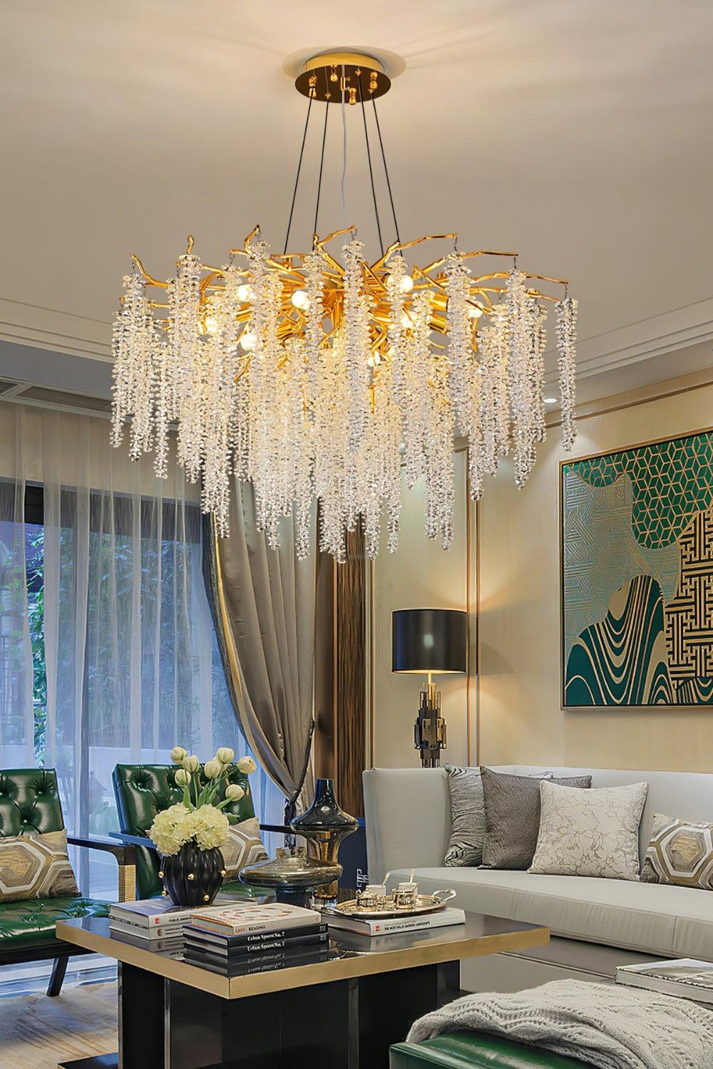 Wisteria Flower  Golden Branch Crystal Chandelier - view 7 | everlamps