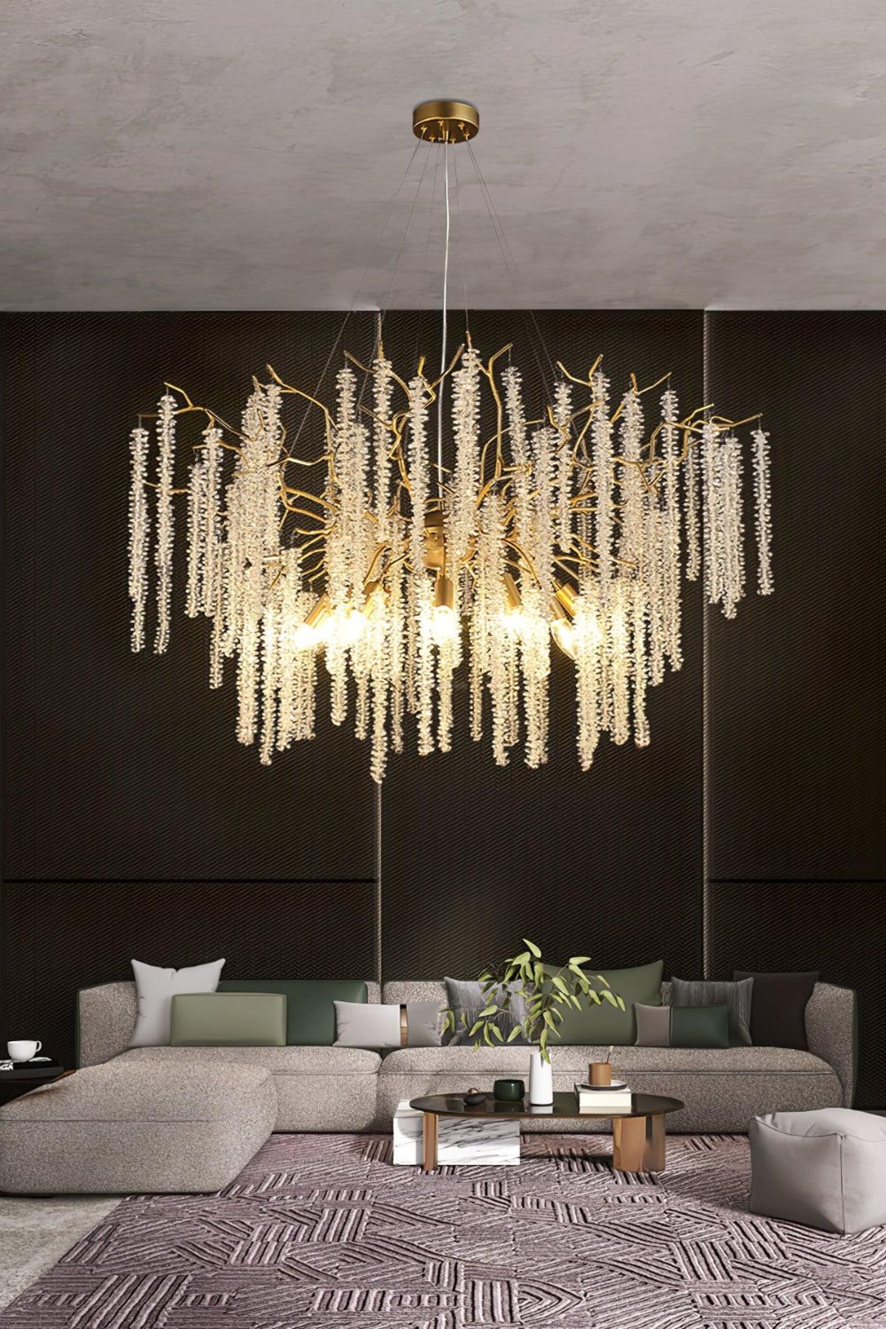 Wisteria Flower  Golden Branch Crystal Chandelier - view 8 | everlamps