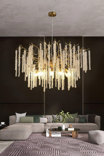 Wisteria Flower  Golden Branch Crystal Chandelier - view 8 | everlamps