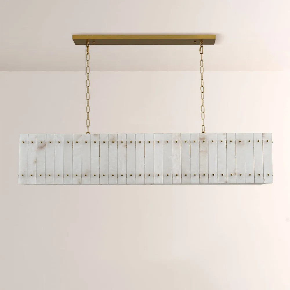 Zora Linear Slat Alabaster Chandelier 72"W