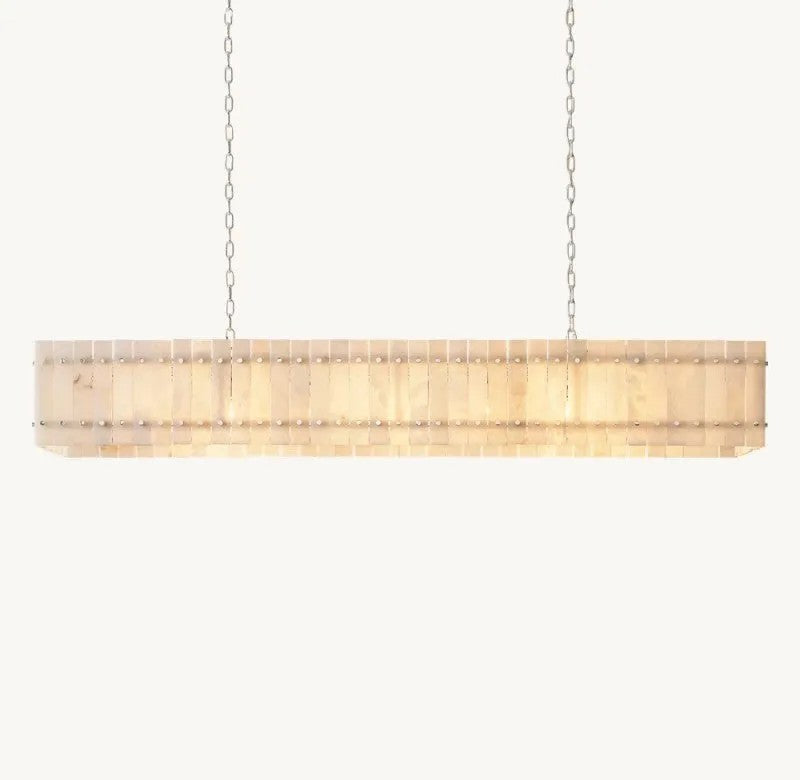 Zora Linear Slat Alabaster Chandelier 72"W