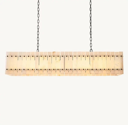Zora Linear Slat Alabaster Chandelier 54"W