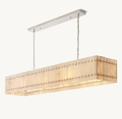 Zora Linear Slat Alabaster Chandelier 54"W