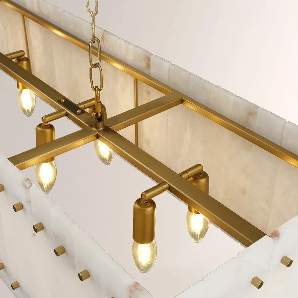 Zora Linear Slat Alabaster Chandelier 54"W